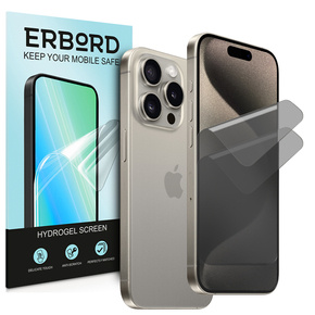 2 x Privatizační fólie pro iPhone 15 Pro Max, ERBORD Anti-Spy Hydrogel