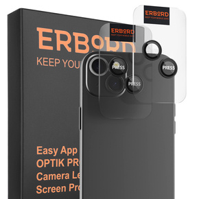 2x ERBORD OPTIK Pro tvrzené sklo pro fotoaparát iPhone 15/15 Plus, černé