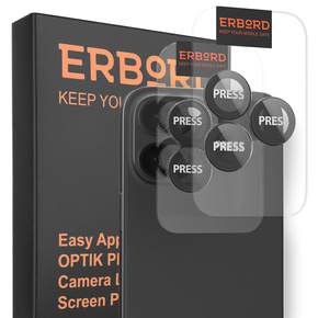 2x ERBORD OPTIK Pro tvrzené sklo pro fotoaparát iPhone 15 Pro / 15 Pro Max, černé