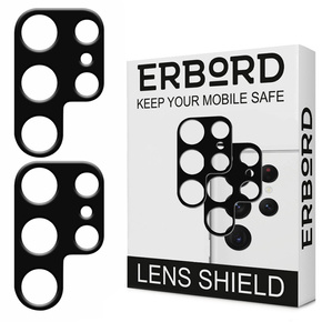 2x tvrzené sklo ERBORD pro kameru na Samsung Galaxy S22 Ultra, černé
