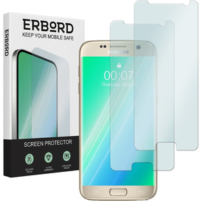 2x tvrzené sklo pro Samsung Galaxy S7, ERBORD 9H Hard Glass na displeji