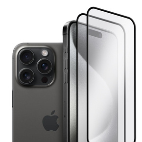 2x tvrzené sklo pro iPhone 15 Pro Max, ERBORD 3D pro celý displej