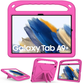 Dětské pouzdro pro Samsung Galaxy Tab A9+, dětské pouzdro s rukojetí, růžové