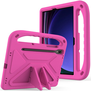 Dětské pouzdro pro Samsung Galaxy Tab S9 FE, dětské pouzdro s rukojetí, růžové