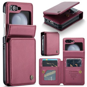 Flipové pouzdro CASEME pro Samsung Galaxy Z Flip5 5G, Litchi Wallet, červené