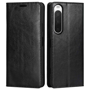 Flipové pouzdro Split Leather Wallet pro Sony Xperia 10 IV, Split Leather Wallet, černé