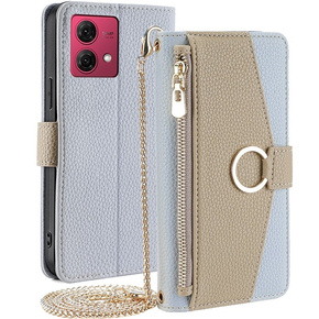 Flipové pouzdro Wallet Zipper Pocket pro Motorola Moto G84, Wallet Zipper Pocket, se zrcátkem, modré