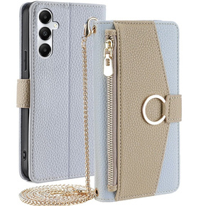 Flipové pouzdro Wallet Zipper Pocket pro Samsung Galaxy A05s, Wallet Zipper Pocket, se zrcátkem, modré