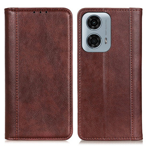 Flipové pouzdro pro Motorola Moto G04 / G24 / G24 Power, Split Leather, hnědé