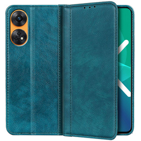 Flipové pouzdro pro Oppo Reno8 T, Split Leather, tyrkysové