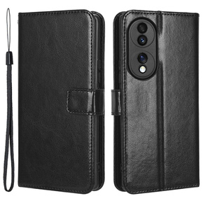 Klopové pouzdro pro Honor 70 5G, Crazy Horse Wallet, černé