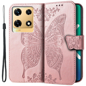 Klopové pouzdro pro Infinix Note 30 Pro 4G, Butterfly, růžové rose gold