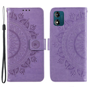 Klopové pouzdro pro Motorola Moto E13, Mandala Flower, fialové