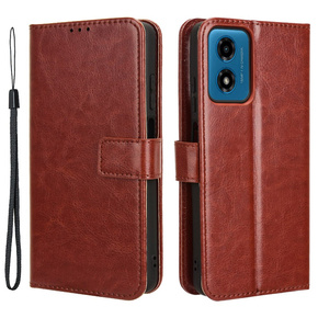 Klopové pouzdro pro Motorola Moto G24 / G24 Power / G04, Crazy Horse Wallet, hnědé