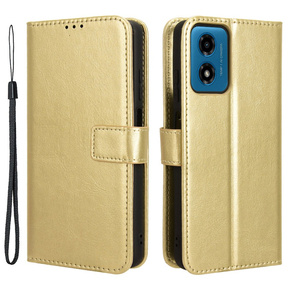 Klopové pouzdro pro Motorola Moto G24 / G24 Power / G04, Crazy Horse Wallet, zlaté