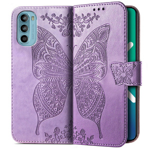 Klopové pouzdro pro Motorola Moto G52 / G82 5G, Butterfly, fialové