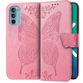 Klopové pouzdro pro Motorola Moto G52 / G82 5G, Butterfly, růžové