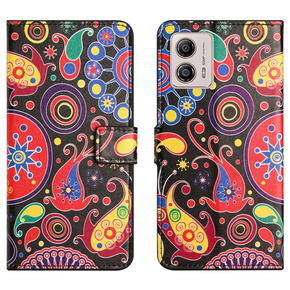 Klopové pouzdro pro Motorola Moto G53 5G / G23 / G13, Wallet, colorful jellyfish, černé