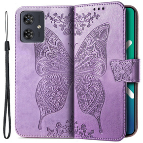 Klopové pouzdro pro Motorola Moto G54 5G, Butterfly, fialové