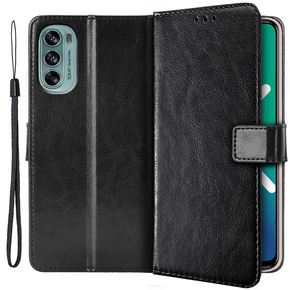 Klopové pouzdro pro Motorola Moto G62 5G, Crazy Horse Wallet, černé