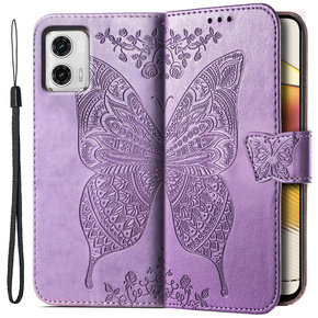 Klopové pouzdro pro Motorola Moto G73 5G, Butterfly, fialové