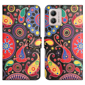 Klopové pouzdro pro Motorola Moto G73 5G, Wallet, colorful jellyfish, černé