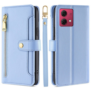 Klopové pouzdro pro Motorola Moto G84 5G, Wallet Zipper Pocket, modré