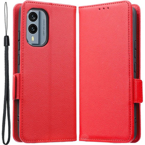 Klopové pouzdro pro Nokia X30 5G, Wallet Litchi Magnet Case, červené