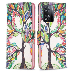 Klopové pouzdro pro OPPO A57 / A57s, Wallet, tree of life, bílé