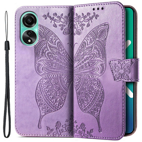 Klopové pouzdro pro Oppo A38 4G / Oppo A18 4G, Butterfly, fialové