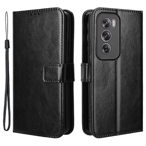 Klopové pouzdro pro Oppo Reno 12, Crazy Horse Wallet, černé