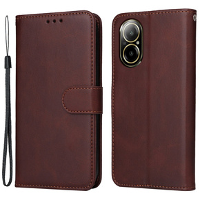 Klopové pouzdro pro Realme C67, Leather Wallet, hnědé