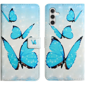 Klopové pouzdro pro Samsung Galaxy A05s, Wallet, Butterflies, modré