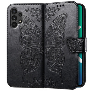 Klopové pouzdro pro Samsung Galaxy A13 4G, Butterfly, černé
