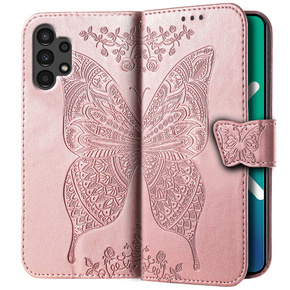 Klopové pouzdro pro Samsung Galaxy A13 4G, Butterfly, růžové