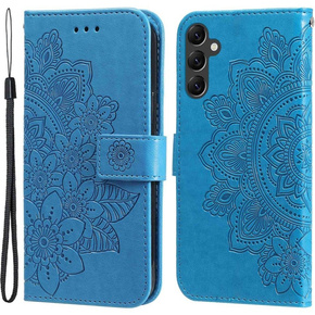 Klopové pouzdro pro Samsung Galaxy A14 4G/5G, Mandala Flower, modré