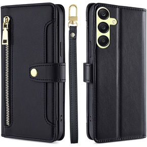 Klopové pouzdro pro Samsung Galaxy A25 5G, Wallet Zipper Pocket, černé