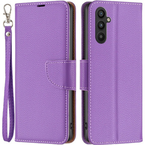 Klopové pouzdro pro Samsung Galaxy A34 5G, Wallet Litchi Magnet, fialové