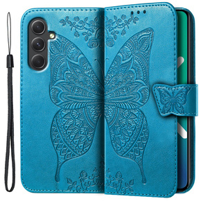 Klopové pouzdro pro Samsung Galaxy A54 5G, Butterfly, modré