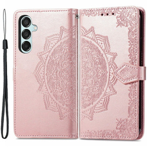 Klopové pouzdro pro Samsung Galaxy M35, Mandala, růžové rose gold