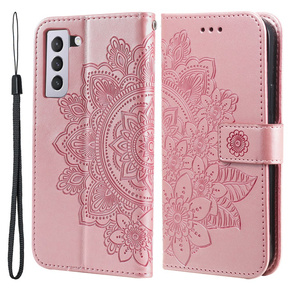 Klopové pouzdro pro Samsung Galaxy S21 FE, Mandala, růžové rose gold