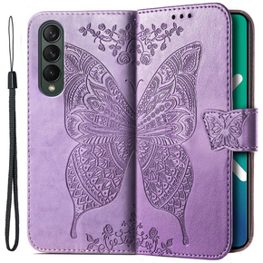 Klopové pouzdro pro Samsung Galaxy Z Fold 4 5G, Butterfly, fialové