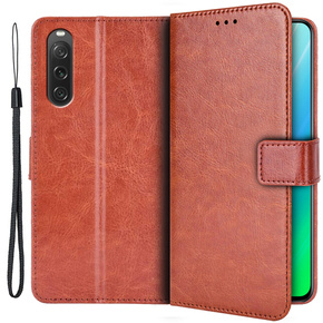 Klopové pouzdro pro Sony Xperia 10 V, Crazy Horse Wallet, hnědé