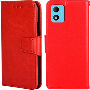 Klopové pouzdro pro TCL 305i, PU Leather Wallet Case, červené