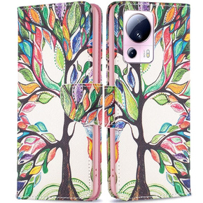 Klopové pouzdro pro Xiaomi 13 Lite, Wallet, tree of life, bílé