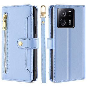 Klopové pouzdro pro Xiaomi 13T / 13T Pro / Redmi K60 Ultra, Wallet Zipper Pocket, modré