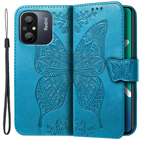 Klopové pouzdro pro Xiaomi Redmi 12C, Butterfly, modré