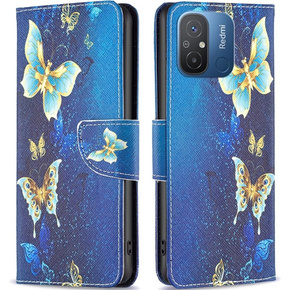 Klopové pouzdro pro Xiaomi Redmi 12C, Wallet, butterfly, modré