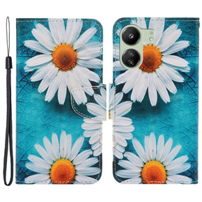 Klopové pouzdro pro Xiaomi Redmi 13C / Poco C65, Wallet, Daisy, modré