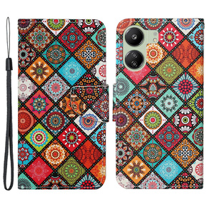 Klopové pouzdro pro Xiaomi Redmi 13C / Poco C65, Wallet, Ethnic Style, pestrobarevný